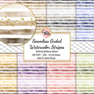 Motif sans couture rayures aquarelles, rayures aquarelle papier numérique, fonds aquarelle, motif rayures, papier aquarelle Pastel 4