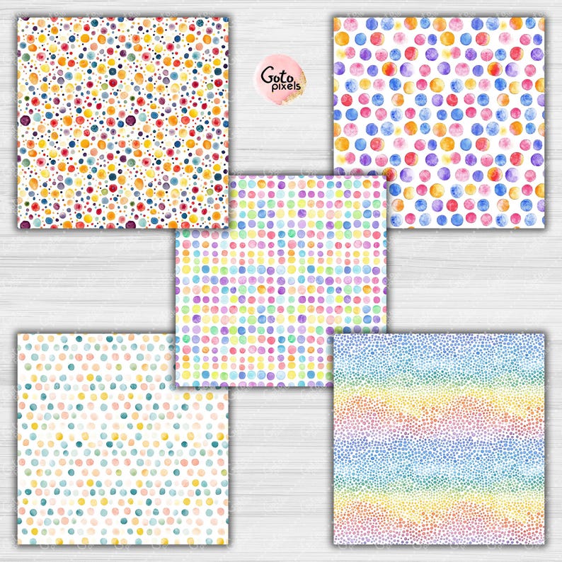 Watercolor Polka Dot Digital Paper: Rainbow Seamless Patterns (digital ...