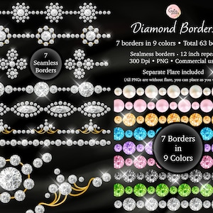 Diamond Borders Clipart - Rhinestone strands wedding clipart, Gold chain clip art, diamond bling sparkle png instant download commercial use