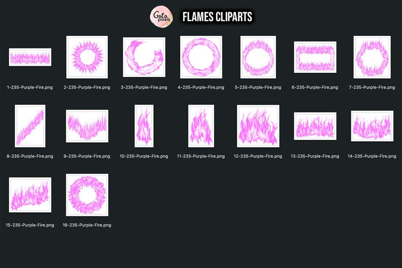 Purple Flames Clipart: Fire Overlay, Borders, Graphics (PNG Digital ...