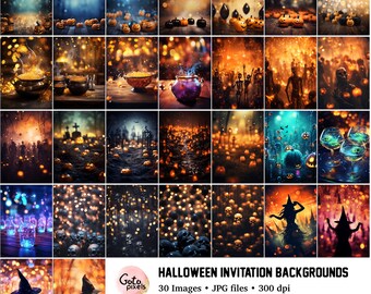 30 Halloween Party Invitation Background, Digital download, 5x7 invitation template, Commercial use