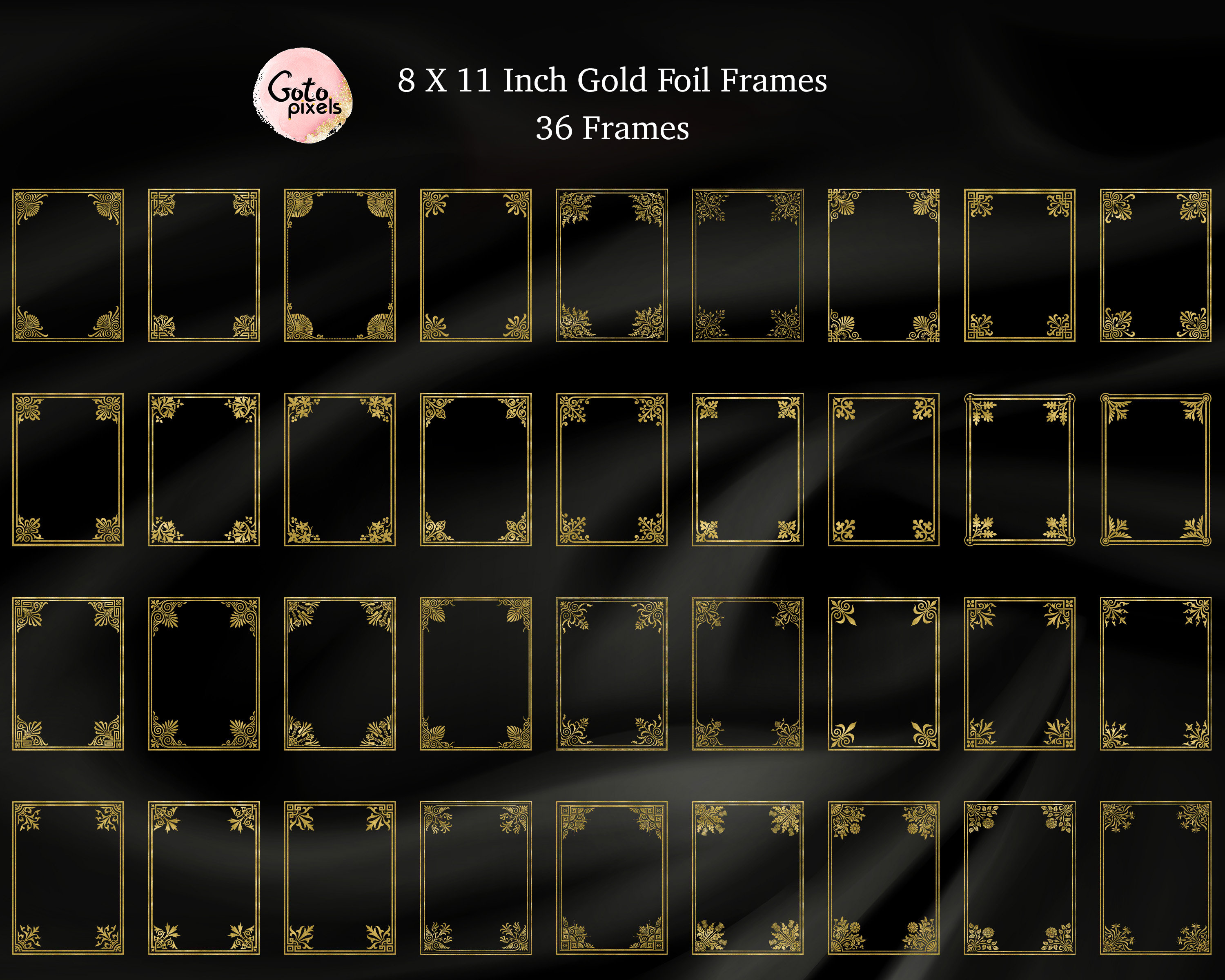 Gold Frames Clip Art png gif svg Geometric Frames -  Portugal