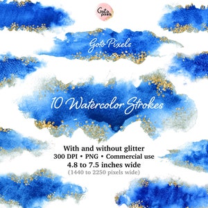 Blue Watercolor Brush Strokes, Blue Watercolor Clipart, Splash clipart, Brush Strokes, Acrylic Paint Clipart Branding and Logo Background 71