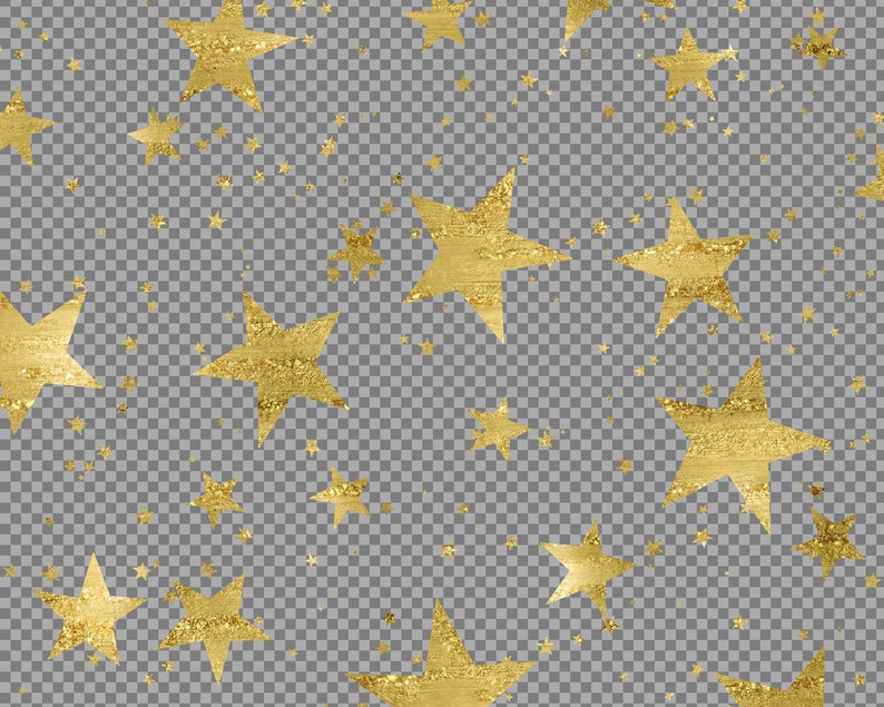 starry night gold star patterns in PNG format with transparent backgrounds instant download commercial use Gold Star Overlays