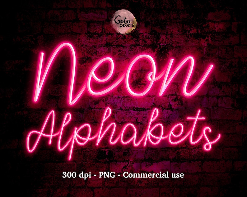Pink Neon Script Pink Neon Alphabet Clipart, Neon Letters Clipart, Digital Neon Font ...