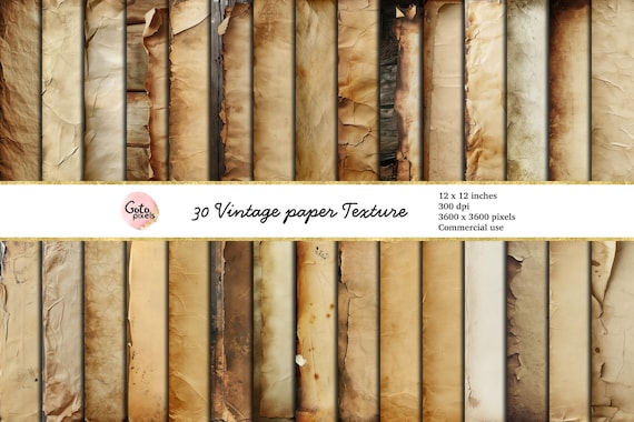 30 Vintage Paper Textures: Old Paper Backgrounds (Digital Download)