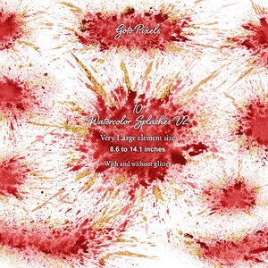 Clipart Aquarelle Rouge avec paillettes dorées, Splashes et Splotches clip art, Arrière-plans Aquarelle, Splash à l’Aquarelle Bourgogne