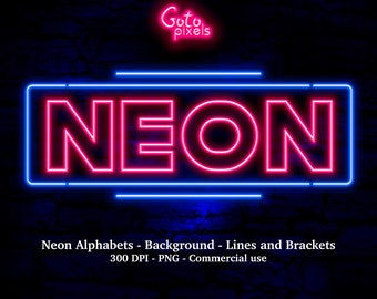 Pink neon alphabet clipart, Neon letters clipart, Digital neon font, Neon numerals, Neon overlays, Neon numbers, Digital neon, Brick, PNG