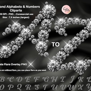 Diamond Alphabet PNG Clipart: Rhinestone Letters, Numbers, Symbols (Digital Download)