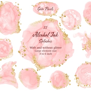 Logo Background Pink watercolor background clipart PNG Alcohol ink clipart Pink and gold watercolor logo Digital Download Splash Splotches 2