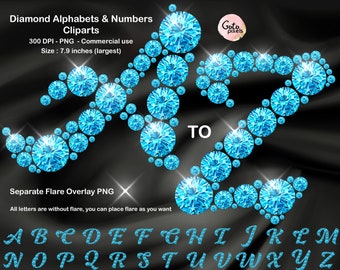 Blue Diamond alphabet script digital PNG clip art Letters, numbers and symbols Clip Art Blue sparkle rhinestone letters Instant download