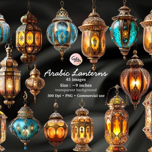 Lanterna árabe png clipart, clipart de lanterna dourada do Ramadã, download digital, uso comercial