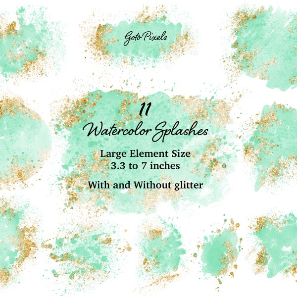Mint Watercolor glitter clipart | Splashes and Splotches clip art | Watercolor Backgrounds, Mint Watercolor Clipart, Logo Background | 29