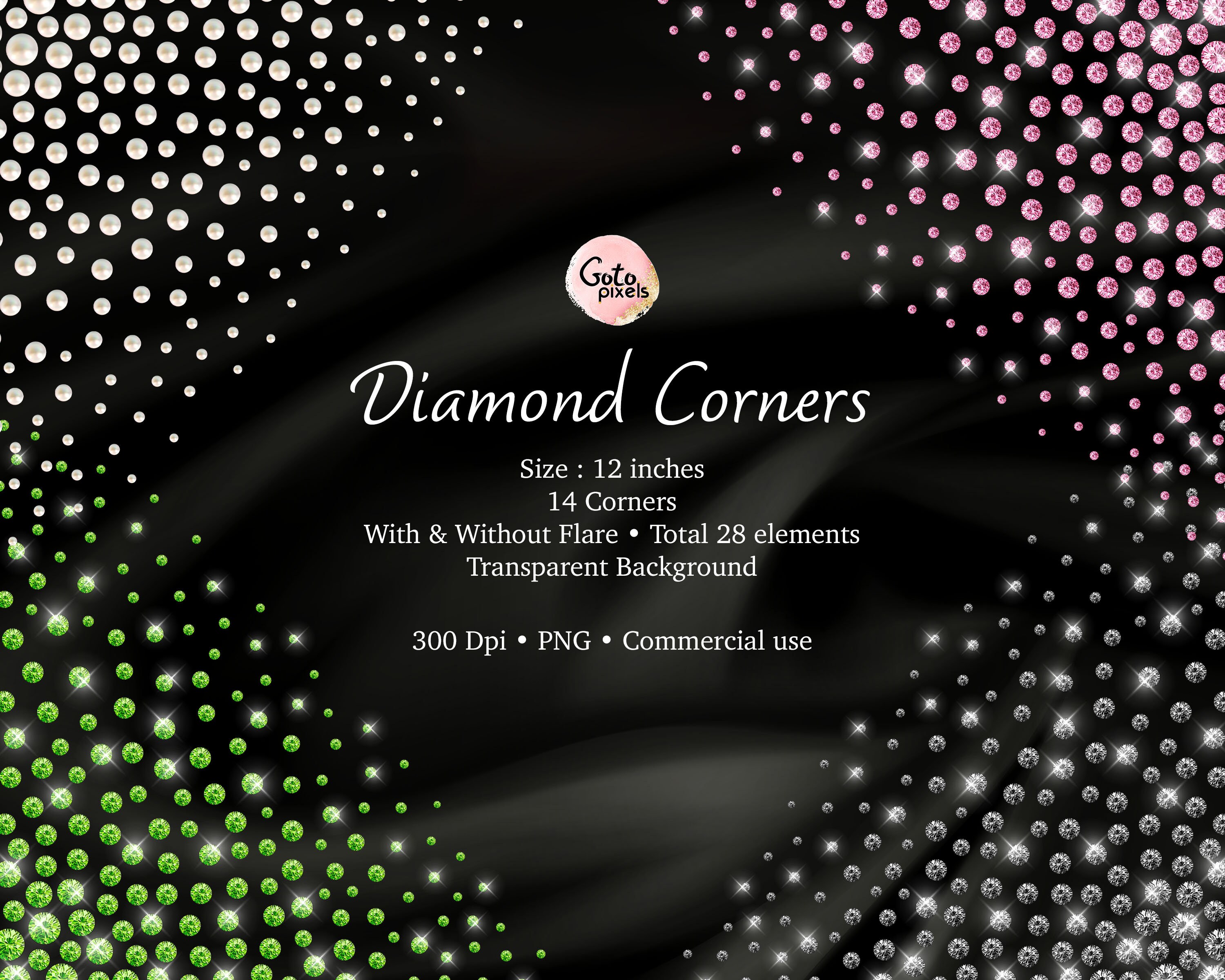 Diamond Corners Diamond Overlays Diamond Clipart Clip Art Etsy