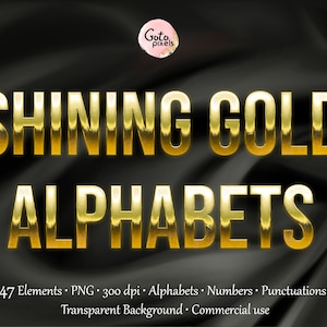 Shining Gold alphabet clipart, Gold font clipart, Gold Metallic Alphabets, Gold letters, Wedding clipart,Decorative lettering
