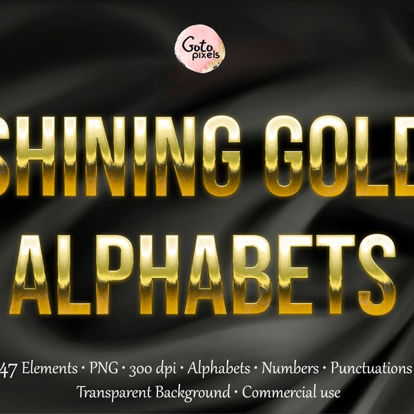 Glänzendes Gold Alphabet Clipart, Gold Schrift Clipart, Gold Metallic Alphabete, Gold Buchstaben, Hochzeit Clipart, Dekorative Schrift