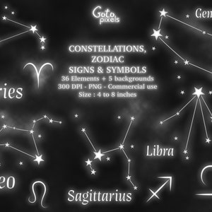 Witte Gloeiende Dierenriem Sterrenbeelden Clipart, sterrenbeeld tarot nachthemel png, Sterrenbeelden PNG clipart, Astrologie Hemels Clip Art