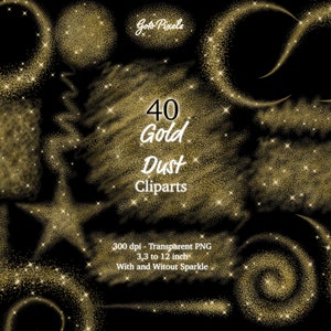 Gold Dust Clipart, Gold Glitter Clip Art, pixie dust, fairy dust glitter sparkle png-bestanden, gold dust overlays, gold star night sky download