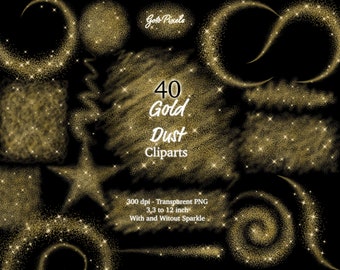Clipart de polvo dorado: superposiciones PNG con destellos brillantes (descarga digital)