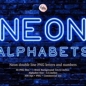 Blue neon alphabet clipart, Neon letters clipart, Digital neon font, Neon numerals, Neon overlays, Neon numbers, Digital neon, Brick, PNG