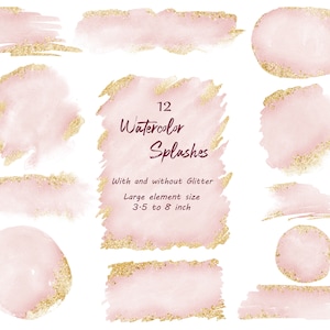 Pink Watercolor glitter clipart | Splashes and Splotches clip art | Watercolor Backgrounds,Digital PNG files,Logo Background,logo background