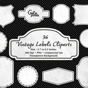 Etiquetas e etiquetas brancas digitais, etiquetas vintage, molduras de etiquetas antigas Clipart Molduras digitais, etiquetas em branco Tags download instantâneo, uso comercial