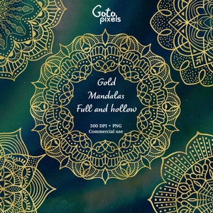 Gold Mandalas Clip Art - Mandala ontwerp digitale gouden folie mandala graphics in png formaat voor commercieel gebruik
