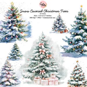 Aquarell Weihnachtsbaum, Aquarell Winter Clipart, Aquarell Weihnachten Clipart PNG - Geschmückter Weihnachtsbaum - Clipart Kommerzielle Nutzung