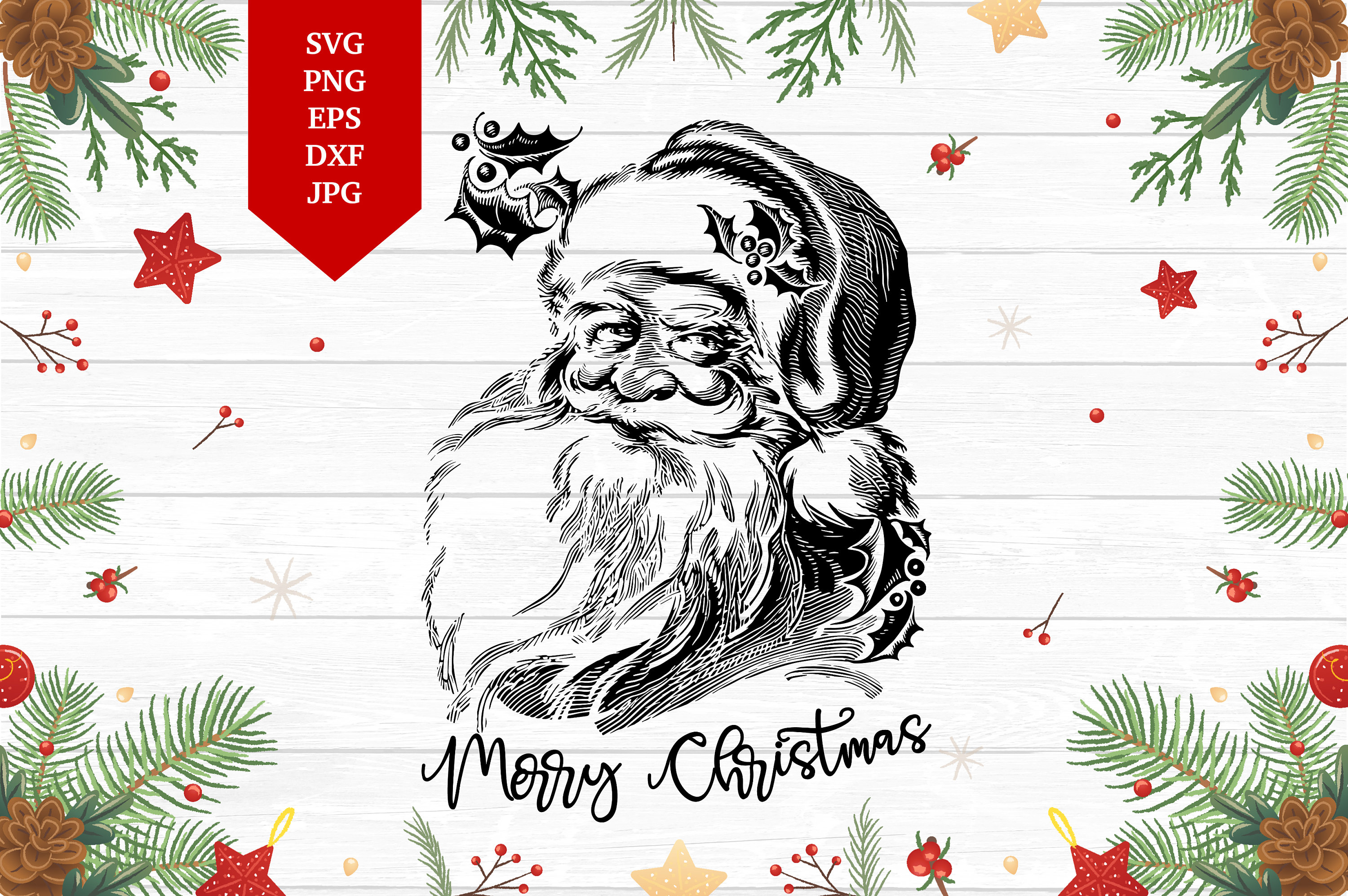 Vintage Santa Face SVG