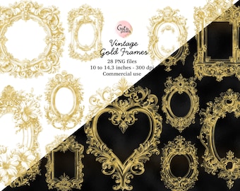 May include: A set of 28 vintage gold frames, perfect for adding a touch of elegance to your designs. The frames are available in a variety of sizes, ranging from 10 to 14.3 inches, and are 300 dpi. They are perfect for commercial use.