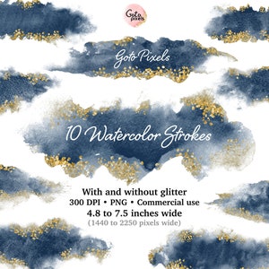 Navy Watercolor Brush Strokes, Navy Watercolor Clipart, Splash clipart, Brush Strokes, Acrylic Paint Clipart,Branding and Logo Background 71