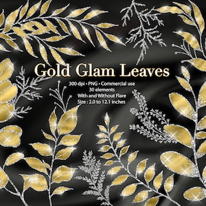 Gold Glam Blätter Clipart, Gold Blätter Elemente, gold splatters, elegantes Blatt, Goldfolie Blumen stempel Overlays, florale Overlays, Blatt Overlay