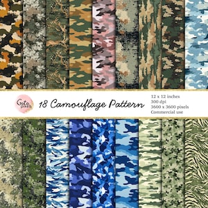 Papier numérique camouflage, motifs camouflage militaires sans couture, emballage militaire sans couture de différents motifs et couleurs à usage commercial
