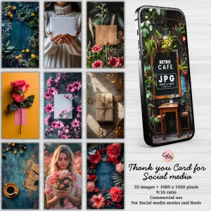 Bedankt achtergrondafbeelding voor Instagramverhalen, Social Media Story-sjabloonachtergrond, 9:16-verhouding, Commercieel gebruik, Digitale download