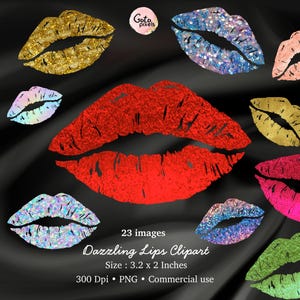 Glitter Lips Clipart: Rose Gold Foil Kiss Graphics (PNG, JPG Digital Download)