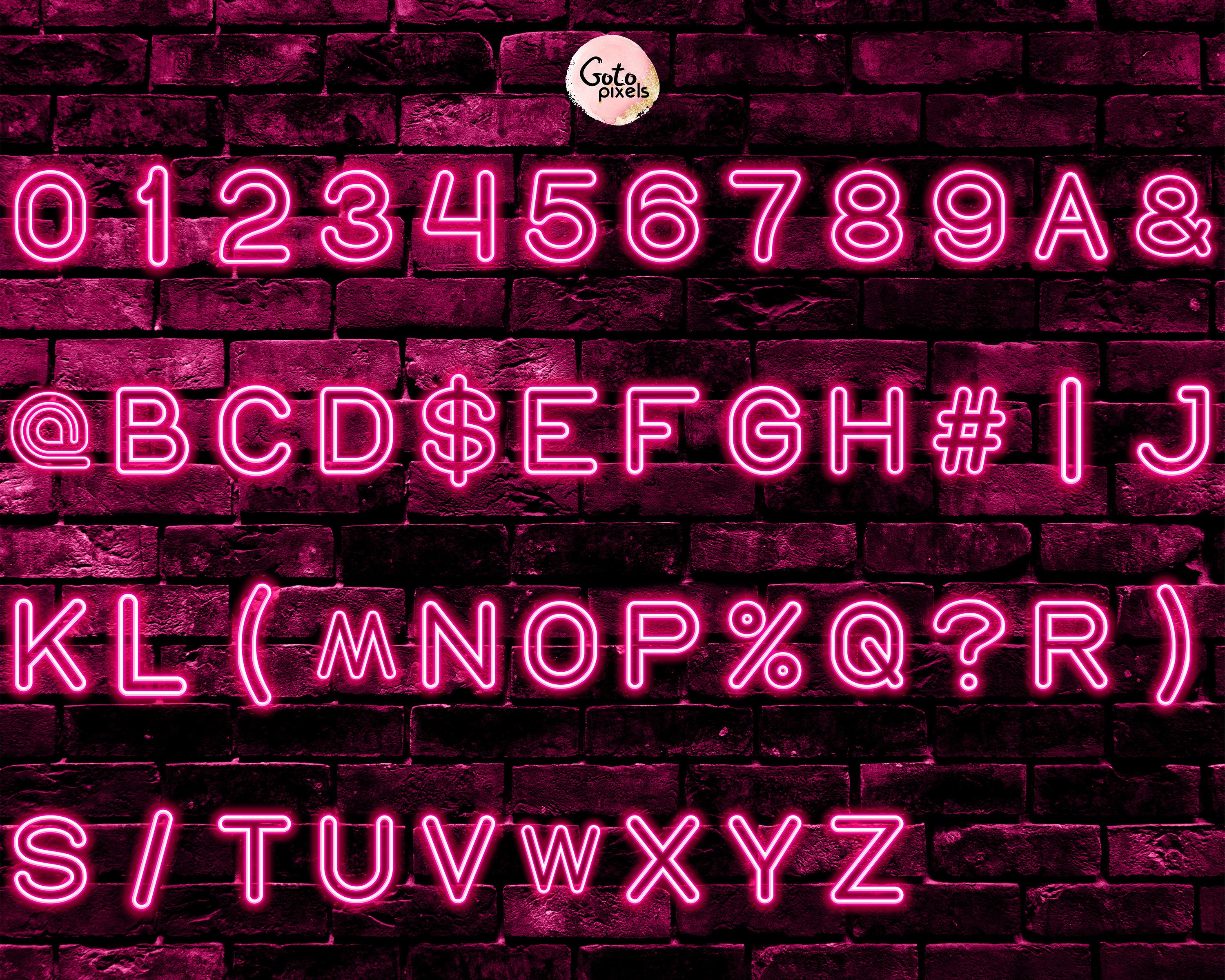Pink Neon Alphabet Clipart, Neon Letters Clipart, Digital Neon Font ...