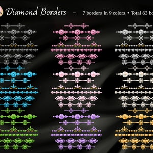 Diamond Rhinestone Borders Clipart: Gold Chain Sparkle PNG (digital ...