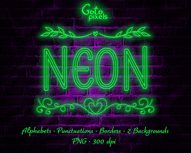 Halloween Neon Letters Clipart Green Neon Alphabet Clipart Etsy