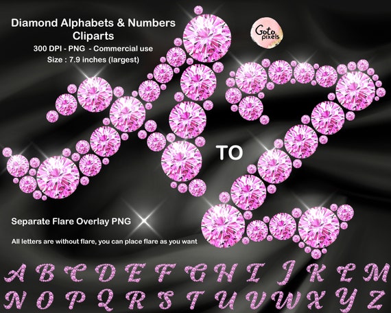 Pink Diamond Alphabet Script Digital PNG Clip Art Letters | Etsy
