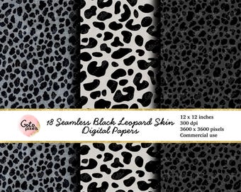 Black Leopard Print Seamless Pattern: Monotone Cheetah
