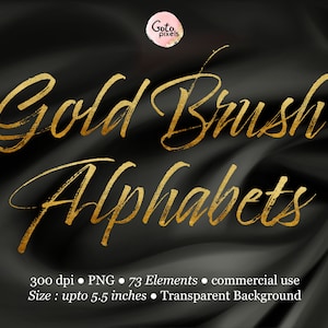 Gold Brush Foil clipart, Gold foil ombre alphabet clipart, Gold font clipart, Gold alphabet clip art, Typography, Decorative letters