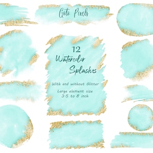 Aqua Akwarela brokat clipart | Rozpryski i plamy clipart | Tła akwarelowe Aqua, Pliki cyfrowe PNG, Tło logo, tło logo