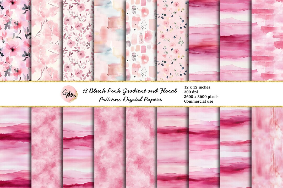 Blush Pink Watercolor Floral Patterns: Seamless Scrapbook Paper ...