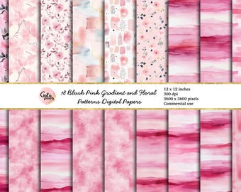Motivi floreali acquerellati rosa cipria: carta per album senza soluzione di continuità (download digitale)