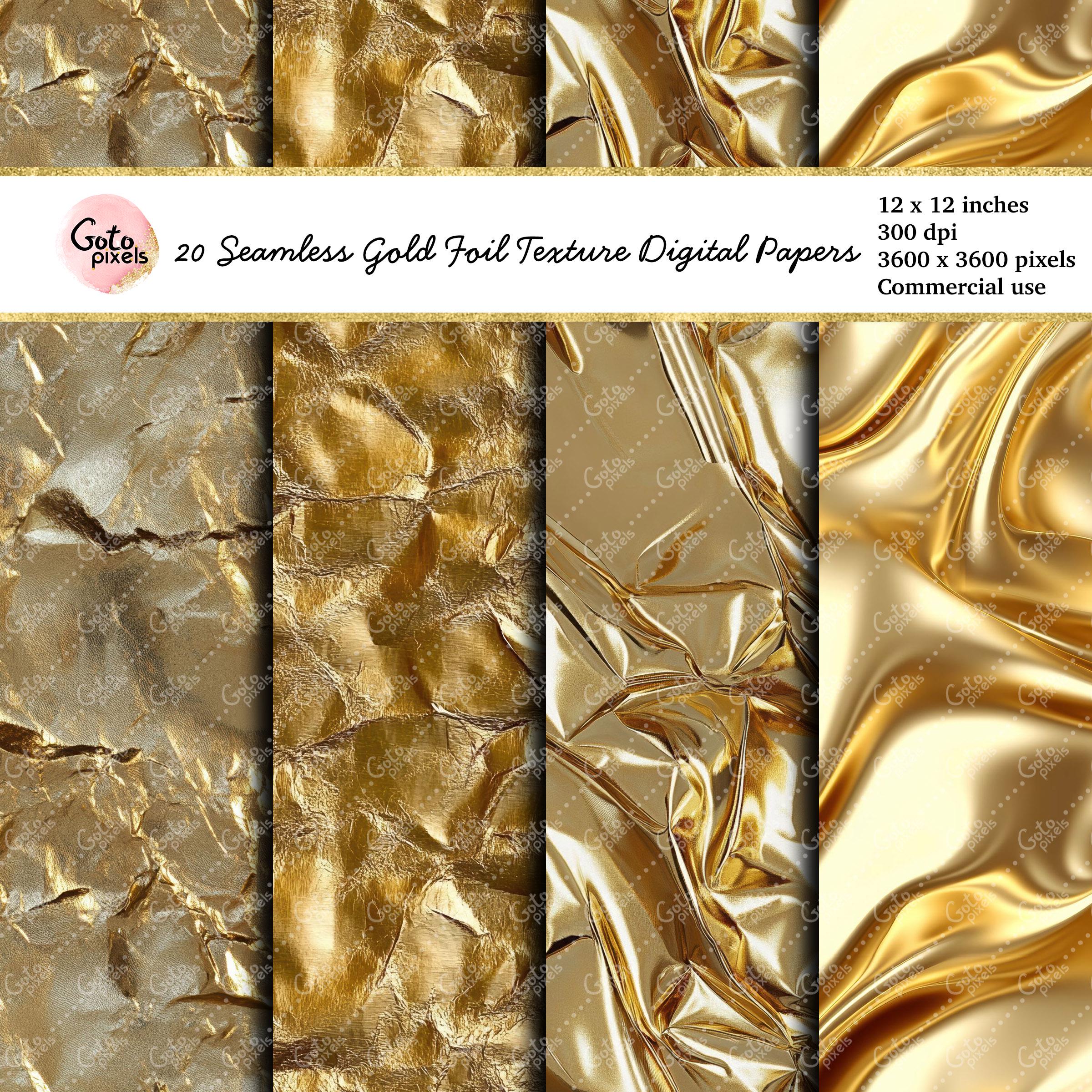 Gold Foil Texture Digital Paper: 20 Seamless Glam Backgrounds (digital ...