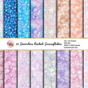 Snowflake Digital Paper: 20 Seamless Christmas Backgrounds (Digital Download)