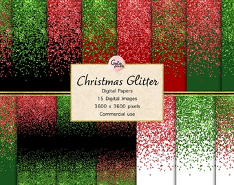 Sparkling Christmas Glitter Digital Paper - glitter backgrounds printable scrapbook paper for commercial use  Bestseller