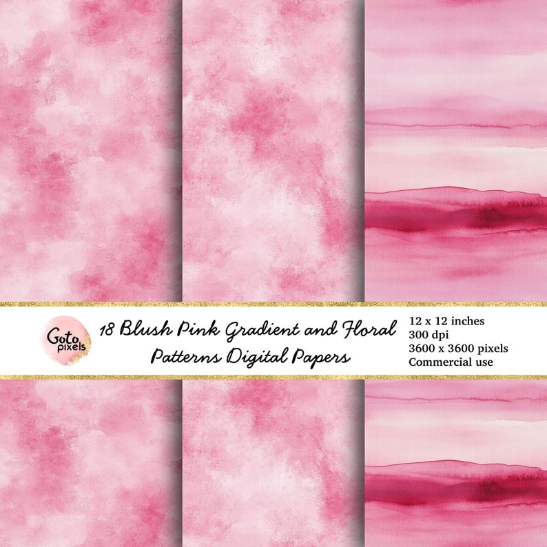 Blush Pink Watercolor Floral Patterns: Seamless Scrapbook Paper ...