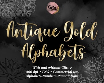 Gold alphabet clipart, Gold font clipart, Gold foil alphabet, Gold letters, Wedding clipart, Decorative lettering, Typography clipart 64