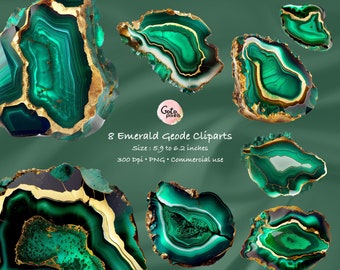 Emerald Geode slices clipart, Agate slice clipart, Stone slice clipart, Gemstone slice png, Stone crystal png, Cristaux et pierres, PNG